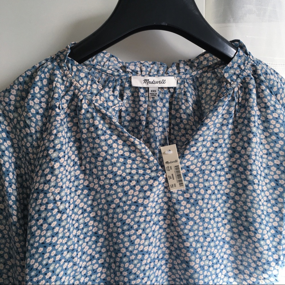 Madewell 100% Silk Poet Top in Bitsy Floral XXS (like Doen Christy Dawn !)